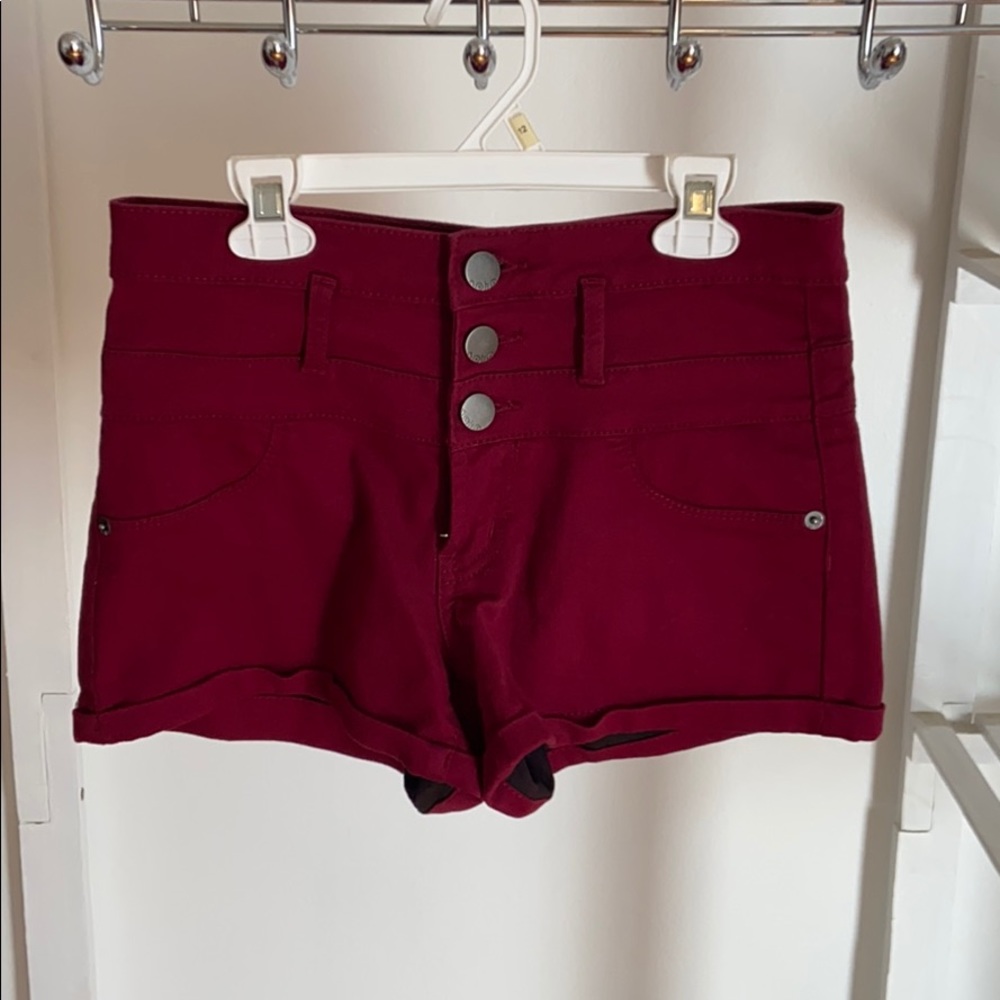 Maroon high waisted shorts